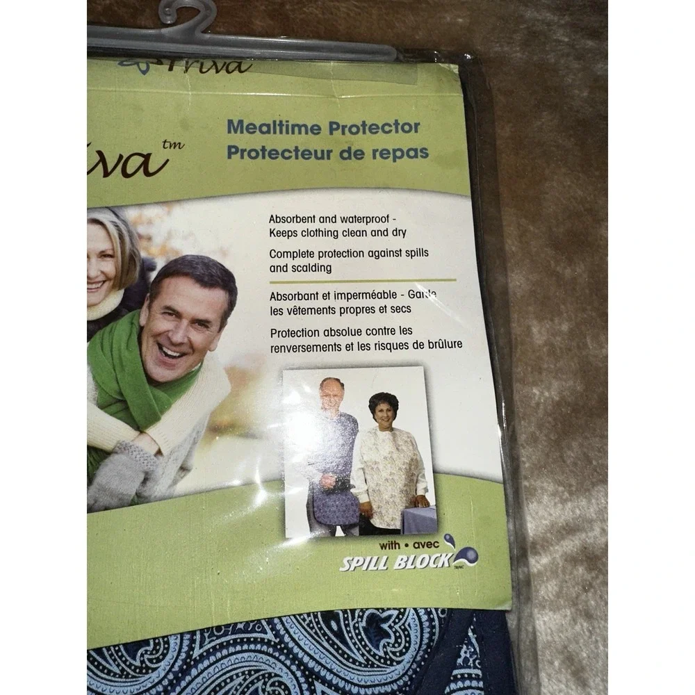 Priva Mealtime Protector Adults Spill Block One Size Waterproof Absorbent Blue